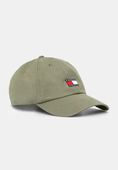 Tommy Jeans sapca de baseball din bumbac culoarea verde, cu imprimeu imagine