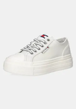 Tommy Jeans tenisi de piele TJW FOXING VULC LC LEATHER femei, culoarea bej, EN0EN02714 imagine