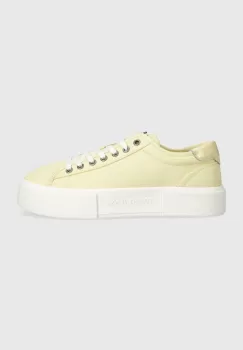 Tommy Jeans tenisi TJW FOXING FLATFORM SNEAKER femei, culoarea galben, EN0EN02480 imagine