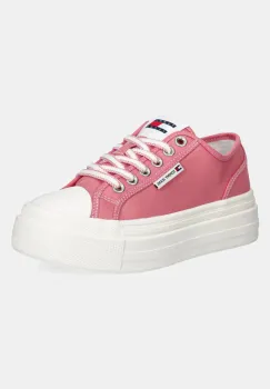 Tommy Jeans tenisi TJW FOXING FLATFORM SNEAKER LOW femei, culoarea roz, EN0EN02713 imagine