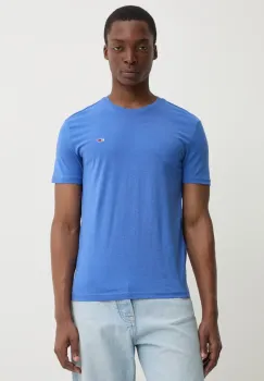 Tommy Jeans tricou barbati, culoarea violet, neted, DM0DM20363 imagine