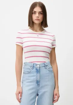 Tommy Jeans tricou culoarea bej, DW0DW17383 imagine