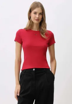 Tommy Jeans tricou culoarea bej, DW0DW17383 imagine