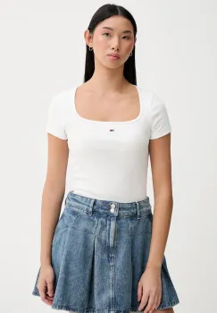 Tommy Jeans tricou culoarea bej, DW0DW21837 imagine