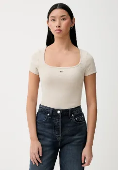 Tommy Jeans tricou culoarea bej, DW0DW21837 imagine