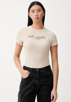 Tommy Jeans tricou culoarea bej, DW0DW21838 imagine