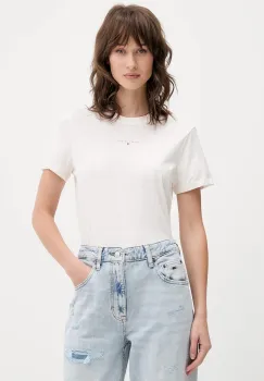 Tommy Jeans tricou culoarea bej, DW0DW21964 imagine