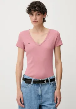 Tommy Jeans tricou culoarea galben, DW0DW17385 imagine
