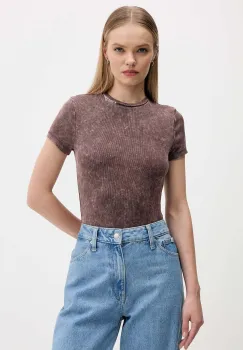 Tommy Jeans tricou culoarea maro, DW0DW21531 imagine