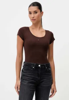 Tommy Jeans tricou culoarea maro, DW0DW21570 imagine