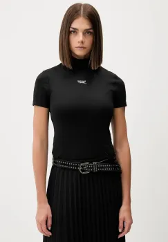 Tommy Jeans tricou culoarea negru, cu turtleneck, DW0DW21563 imagine