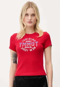 Tommy Jeans tricou culoarea rosu, DW0DW21421 imagine