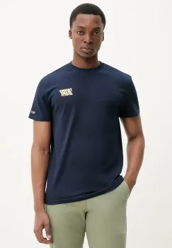 Tommy Jeans tricou din bumbac barbati, culoarea albastru marin, cu imprimeu, DM0DM21864 imagine