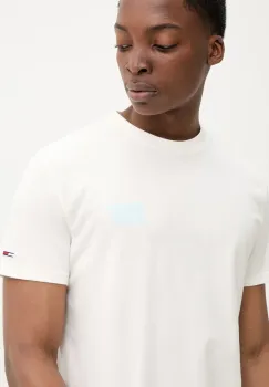 Tommy Jeans tricou din bumbac barbati, culoarea bej, cu imprimeu, DM0DM21864 imagine