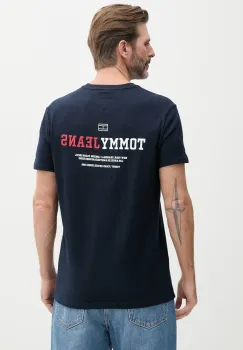 Tommy Jeans tricou din bumbac barbati, culoarea bleumarin, cu imprimeu, DM0DM20815 imagine