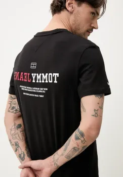 Tommy Jeans tricou din bumbac barbati, culoarea negru, cu imprimeu, DM0DM20815 imagine