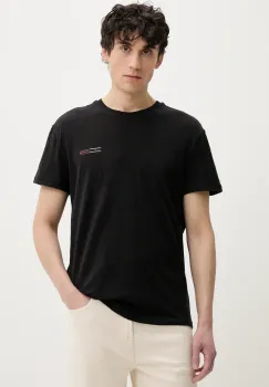 Tommy Jeans tricou din bumbac barbati, culoarea negru, cu imprimeu, DM0DM21303 imagine