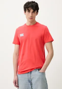 Tommy Jeans tricou din bumbac barbati, culoarea portocaliu, neted, DM0DM21863 imagine