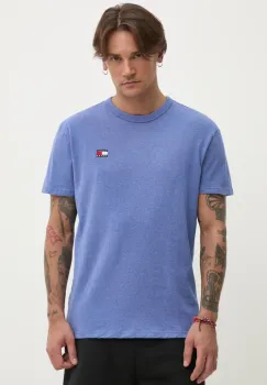 Tommy Jeans tricou din bumbac barbati, culoarea violet, neted, DM0DM20322 imagine