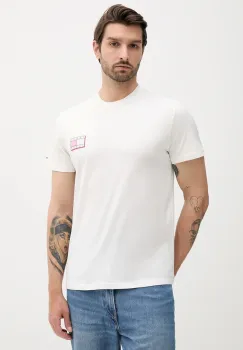Tommy Jeans tricou din bumbac culoarea alb, cu imprimeu, DM0DM21577 imagine