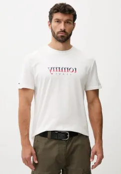 Tommy Jeans tricou din bumbac culoarea alb, cu imprimeu, DM0DM21978 imagine