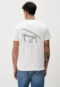 Tommy Jeans tricou din bumbac culoarea alb, cu imprimeu, DM0DM22320 imagine