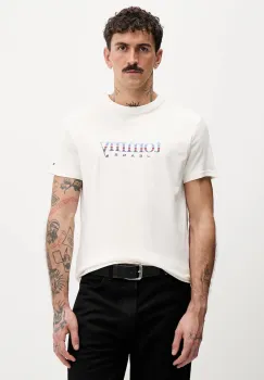 Tommy Jeans tricou din bumbac culoarea alb, cu imprimeu, DM0DM22333 imagine