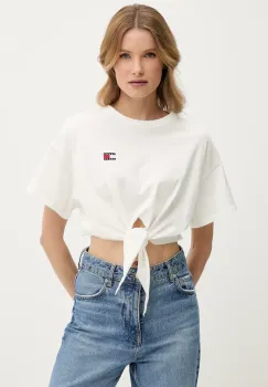 Tommy Jeans tricou din bumbac culoarea alb, DW0DW20321 imagine