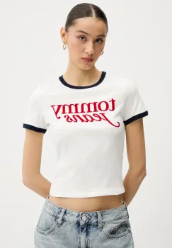Tommy Jeans tricou din bumbac culoarea alb, DW0DW20631 imagine