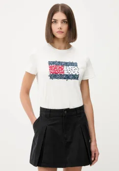 Tommy Jeans tricou din bumbac culoarea alb, DW0DW20897 imagine
