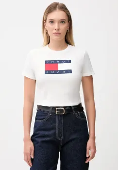 Tommy Jeans tricou din bumbac culoarea alb, DW0DW22562 imagine