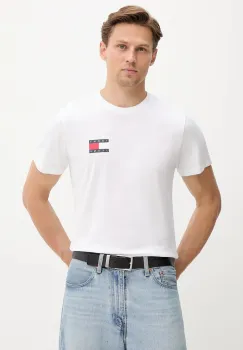 Tommy Jeans tricou din bumbac culoarea bej, cu imprimeu, DM0DM20740 imagine