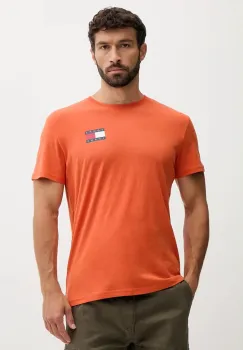 Tommy Jeans tricou din bumbac culoarea bej, cu imprimeu, DM0DM20740 imagine