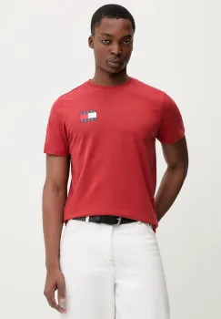 Tommy Jeans tricou din bumbac culoarea bej, cu imprimeu, DM0DM20740 imagine