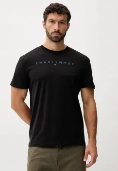 Tommy Jeans tricou din bumbac culoarea bej, cu imprimeu, DM0DM20744 imagine