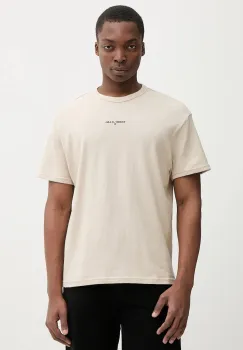 Tommy Jeans tricou din bumbac culoarea bej, cu imprimeu, DM0DM21110 imagine