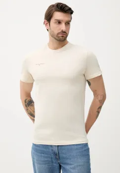 Tommy Jeans tricou din bumbac culoarea bej, cu imprimeu, DM0DM21780 imagine