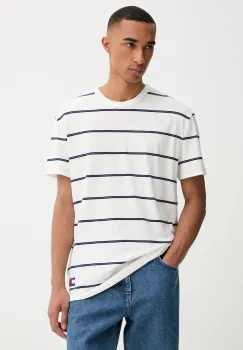 Tommy Jeans tricou din bumbac culoarea bej, cu imprimeu, DM0DM21983 imagine