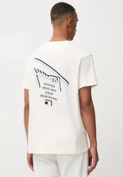 Tommy Jeans tricou din bumbac culoarea bej, cu imprimeu, DM0DM22120 imagine