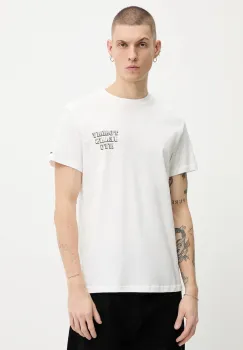 Tommy Jeans tricou din bumbac culoarea bej, cu imprimeu, DM0DM22321 imagine