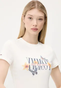 Tommy Jeans tricou din bumbac culoarea bej, DW0DW21340 imagine