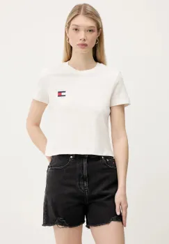 Tommy Jeans tricou din bumbac culoarea bej, DW0DW21423 imagine