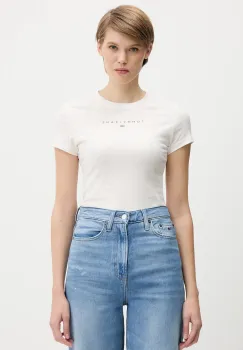 Tommy Jeans tricou din bumbac culoarea bej, DW0DW21550 imagine