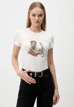 Tommy Jeans tricou din bumbac culoarea bej, DW0DW21788 imagine