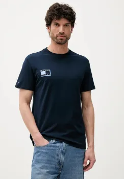 Tommy Jeans tricou din bumbac culoarea bleumarin, cu imprimeu, DM0DM21577 imagine