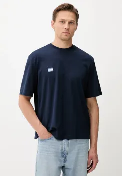 Tommy Jeans tricou din bumbac culoarea bleumarin, cu imprimeu, DM0DM21785 imagine