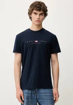 Tommy Jeans tricou din bumbac culoarea bleumarin, cu imprimeu, DM0DM21911 imagine