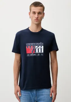Tommy Jeans tricou din bumbac culoarea bleumarin, cu imprimeu, DM0DM21977 imagine