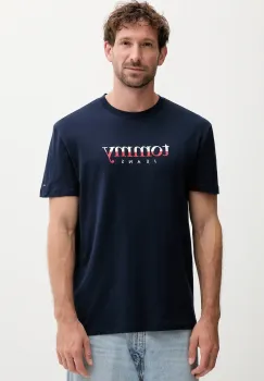 Tommy Jeans tricou din bumbac culoarea bleumarin, cu imprimeu, DM0DM21978 imagine