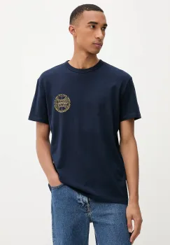 Tommy Jeans tricou din bumbac culoarea bleumarin, cu imprimeu, DM0DM21987 imagine